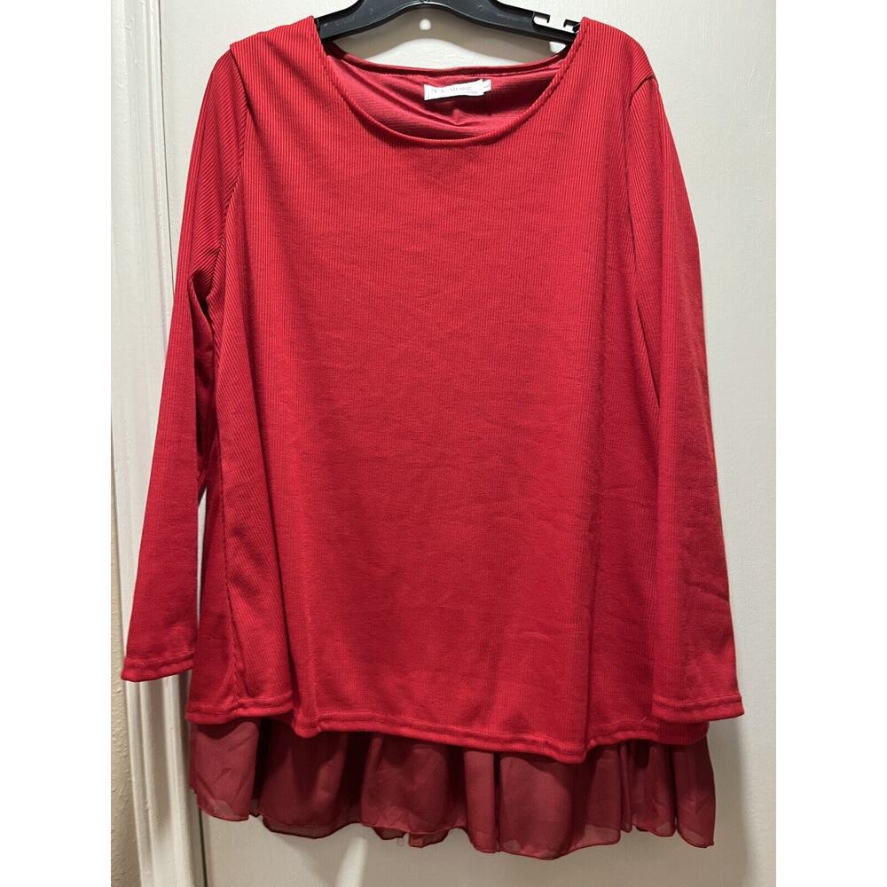 CL. Shang Collection Women's Red Shirt Dress Lined LS A-Line size L.